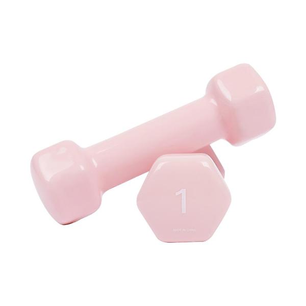  아이워너 PVC 뷰티 육각 덤벨 1kg 코랄핑크 예쁜 여자 아령 헬스 홈트