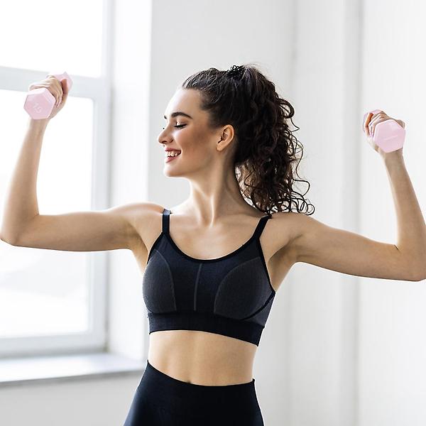  아이워너 PVC 뷰티 육각 덤벨 1kg 코랄핑크 예쁜 여자 아령 헬스 홈트