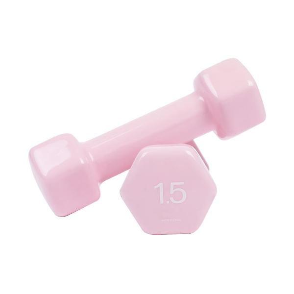  아이워너 PVC 뷰티 육각 덤벨 1.5kg 파스텔핑크 예쁜 여자 아령 헬스 홈트