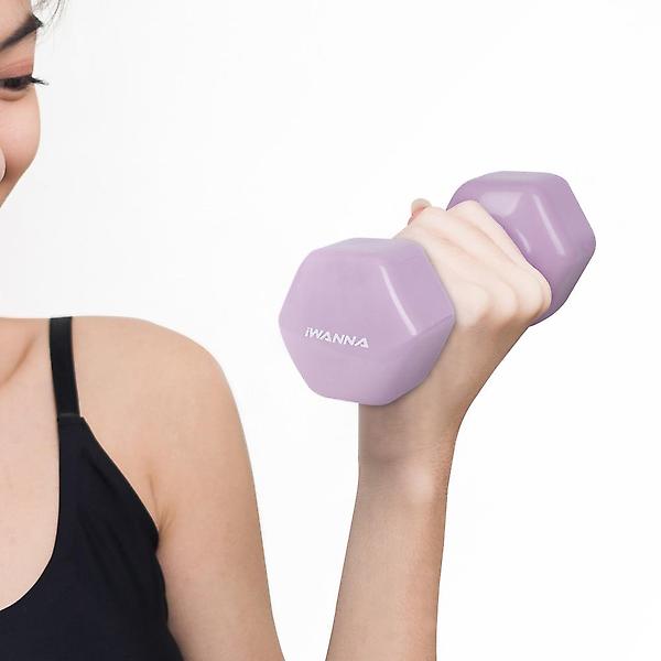  아이워너 PVC 뷰티 육각 덤벨 1.5kg 파스텔핑크 예쁜 여자 아령 헬스 홈트
