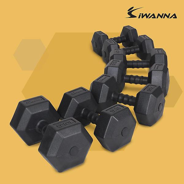  아이워너 맨즈 육각 아령 8kg 2개 세트 덤벨 헬스