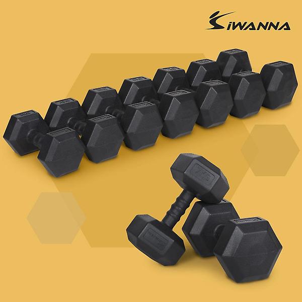  아이워너 맨즈 육각 아령 8kg 2개 세트 덤벨 헬스