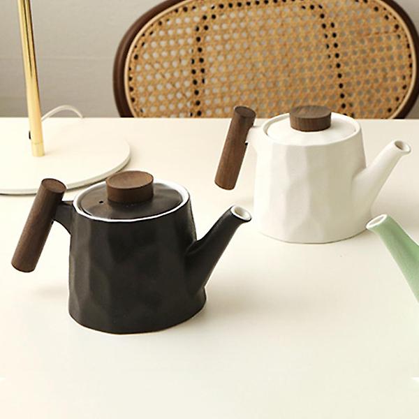  고원 계수나무 티팟(소) 블랙 해머무늬 도자기 티포트