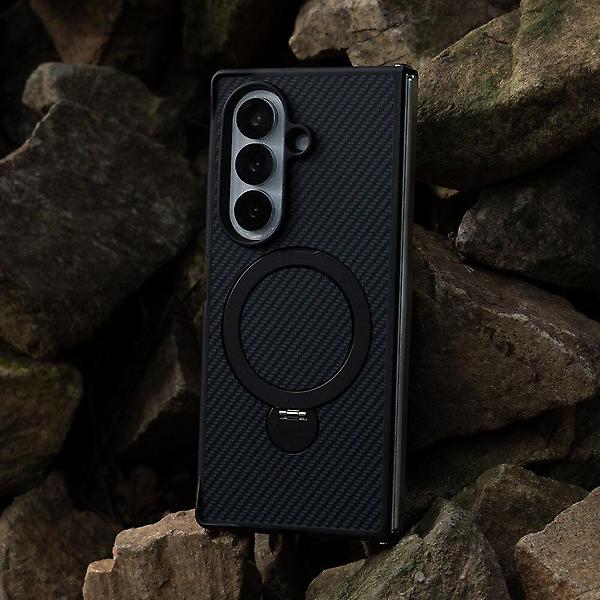  갤럭시 Z폴드6 카본 패턴 맥세이프 회전 링 케이스
