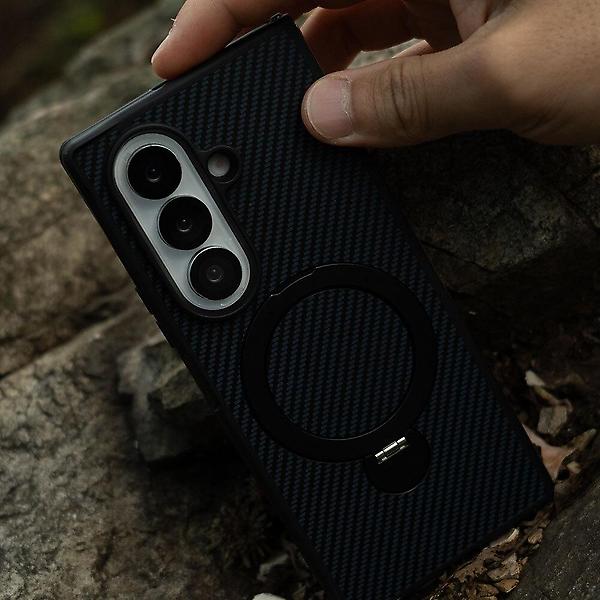  갤럭시 Z폴드6 카본 패턴 맥세이프 회전 링 케이스