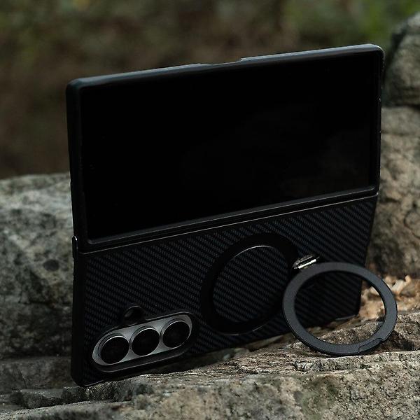  갤럭시 Z폴드6 카본 패턴 맥세이프 회전 링 케이스