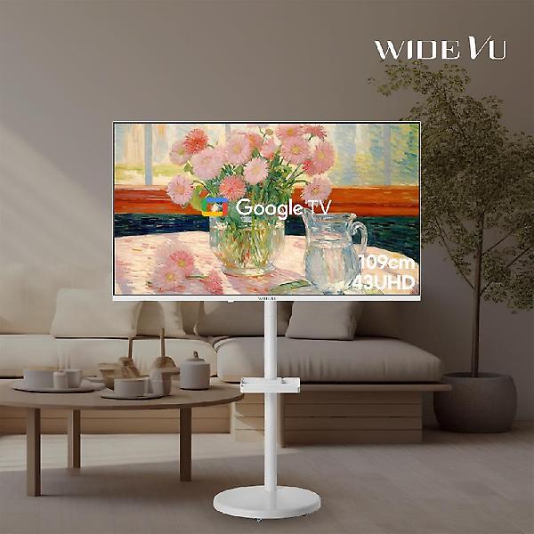  와이드무빙뷰 클래식 화이트에디션 43인치 UHD TV+삼탠바이미 세트 이동식스탠딩 삼텐바이미