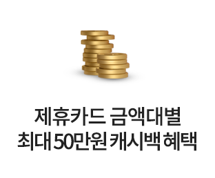 제휴카드 금액대별 최대 50만원 캐시백 혜택